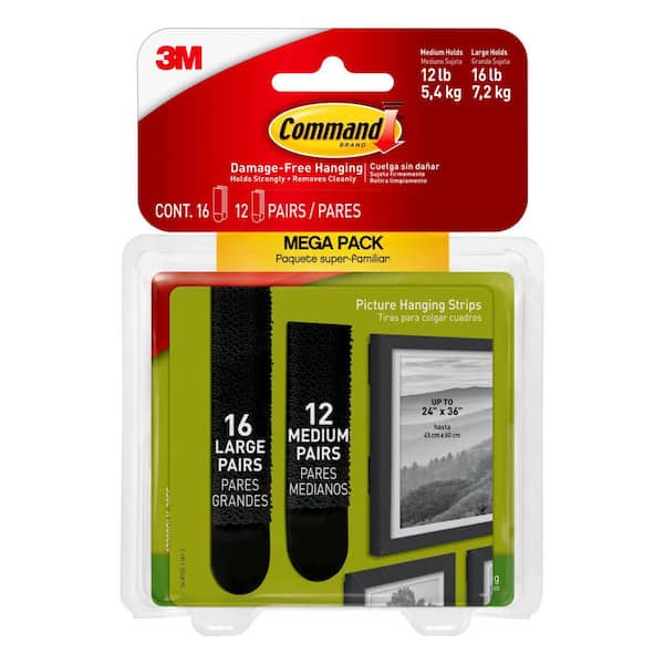 Command 3 lbs. White Medium Picture Hanging Adhesive Strips (12-Sets of  Adhesive Strips) 17204-12ES - The Home Depot