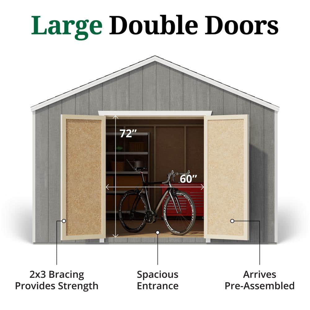 12x14 Gray Wood Gable Storage Shed Kit with Windows