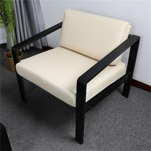 Black Aluminium Modern Design Outdoor Patio Armchair with White Cushions