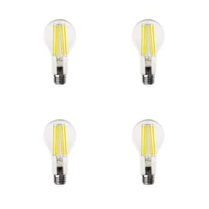 150-Watt Equivalent A21 Dimmable Clear Glass Filament E26 Medium Base LED Light Bulb, Bright White (3000K) (4-Pack)