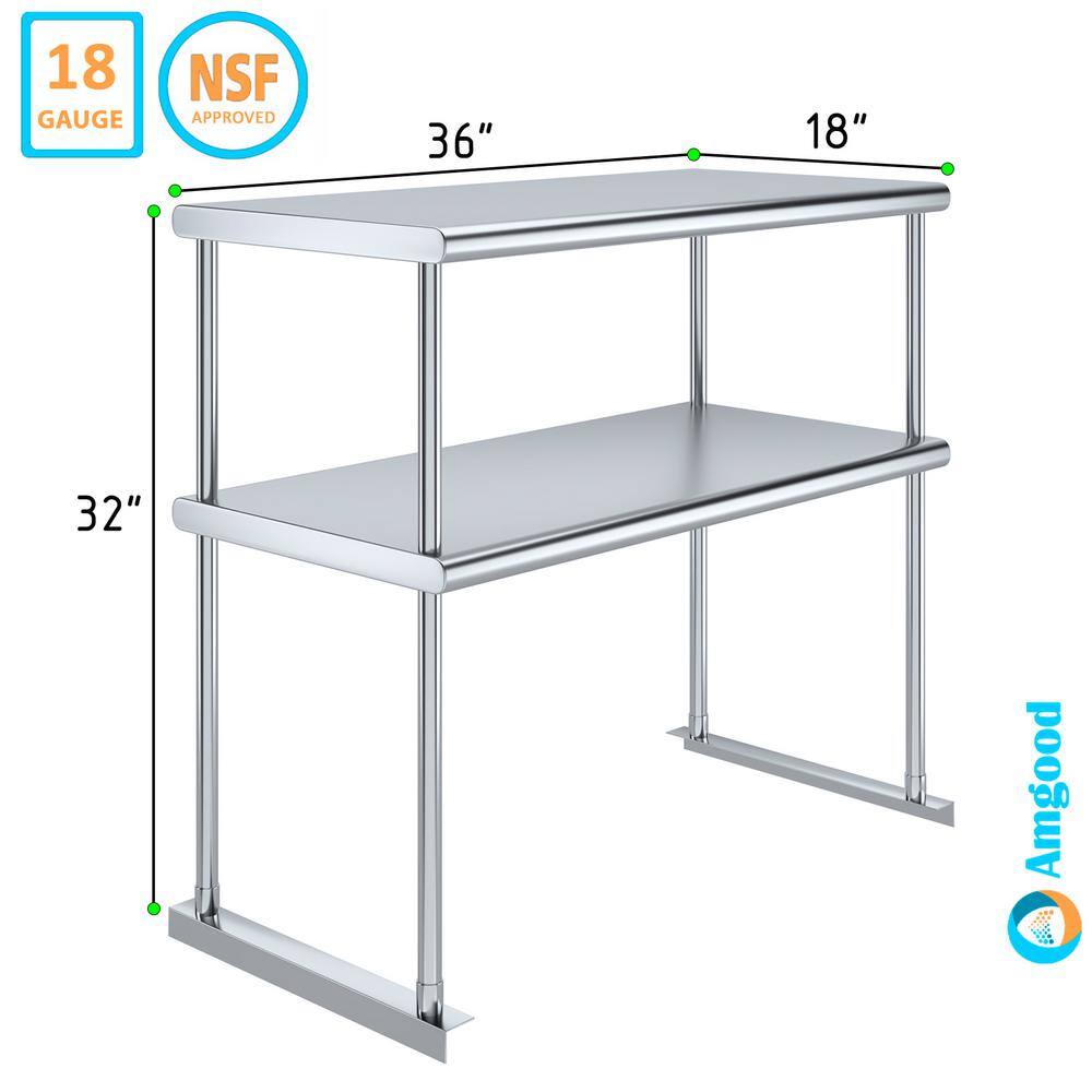 36" Stainless Steel Double-Tier Kitchen Overshelf