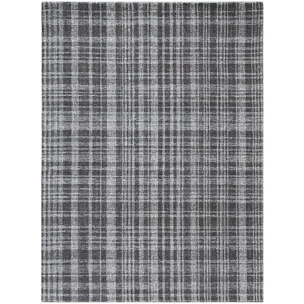 Laurel 2 x 3 Charcoal Plaid Pattern Area Rug for High Traffic Living Room Dining Room Bedroom