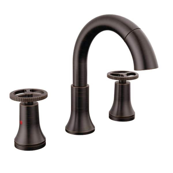 Delta Trinsic 8 in. Widespread Double-Handle Bathroom Faucet with Pull-Down Spout in Venetian Bronze