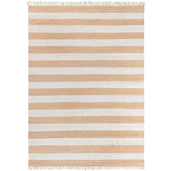 Unique Loom Chindi Rag Striped Beige 10' 0 x 14' 1 Area Rug