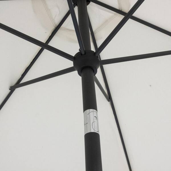 hampton bay 9 ft aluminum patio umbrella in gray 9' Market Umbrella, Cast Silver The top vent promotes airflow for a cooler experience Hampton Bay 9 ft. Aluminum