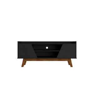 Marcus Matte Black Mid-Century Modern TV Stand Fits TVs Up to 55 in. with Solid Wood Legs