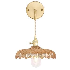 thumbnail image 2 of Shenmoyl Vintage Wall Sconce With Amber Wings Shade Pattern Glass Adjustable Chain Retro Gold 2 of 11