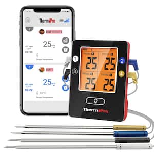 Red Digital Thermometer with 4 Probes and Bluetooth Smart App