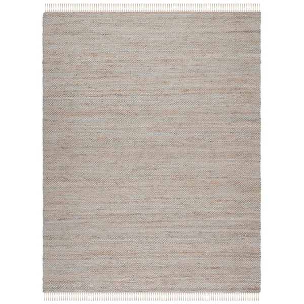 SAFAVIEH Natural Fiber Beige/Teal 9 ft. x 12 ft. Woven Thread Area Rug