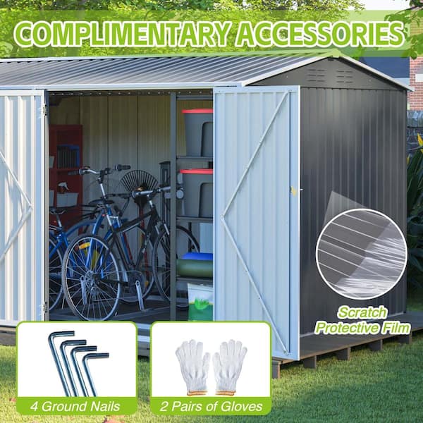 Fluff Cloud Compact シルバー　スムースグレー　セット 12 ft. W x 8 ft. D Outdoor Storage Shed, XL Heavy-Duty Steel
