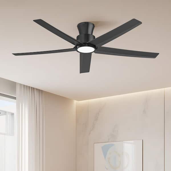 52 in. Indoor, Outdoor Black LED Ceiling Fan with Light and Remote, Reversible Quiet DC Motor, 3 Color Light Kit