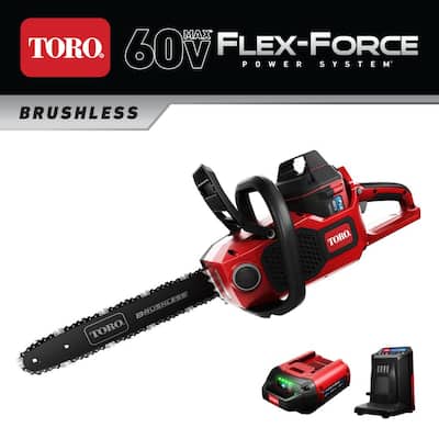 Flex-Force 16 in. 60-Volt Max Lithium-Ion Battery Electric Cordless Chainsaw, 2.5 Ah Battery and Charger Included