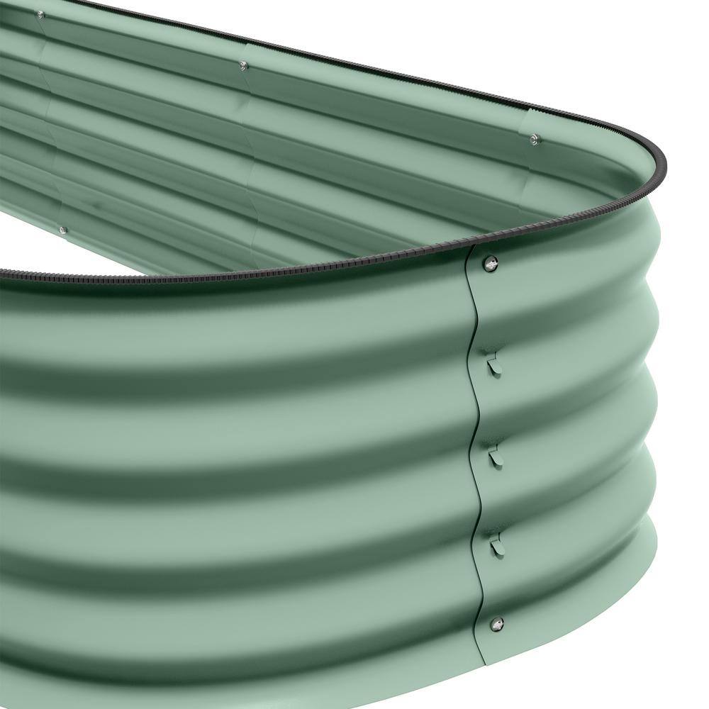 Green Galvanized Steel Oval Raised Garden Bed with Safety Edging