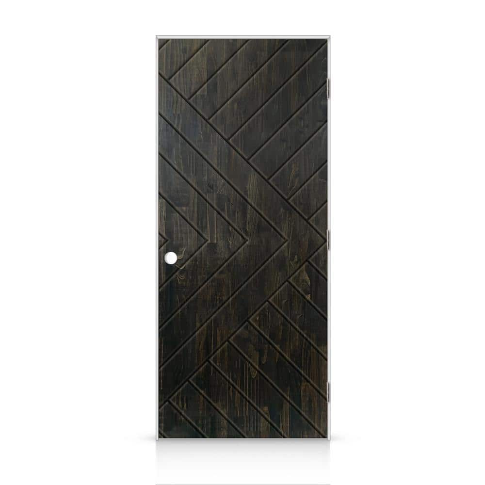 36 in. x 84 in. Chevron Arrow Left-Handed Hollow-Core Charcoal Black-Stained Pine Wood Single Prehung Interior Door price history on PriceWatchPro