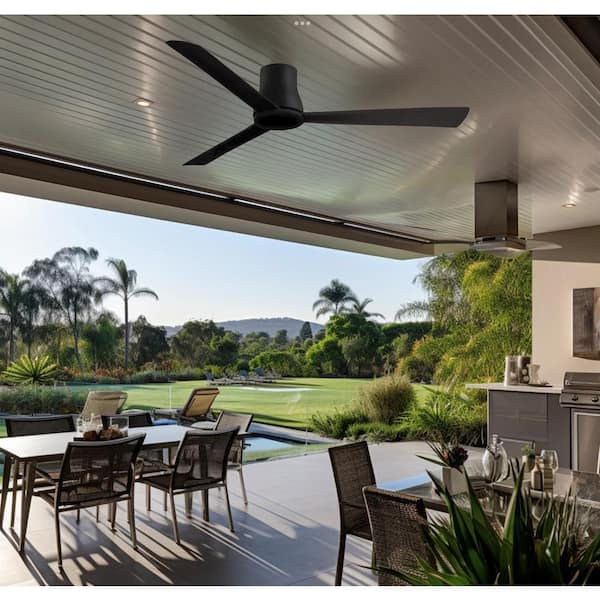 Simple Flush 60 in. Indoor/Outdoor Black Standard Ceiling Fan with Remote Included