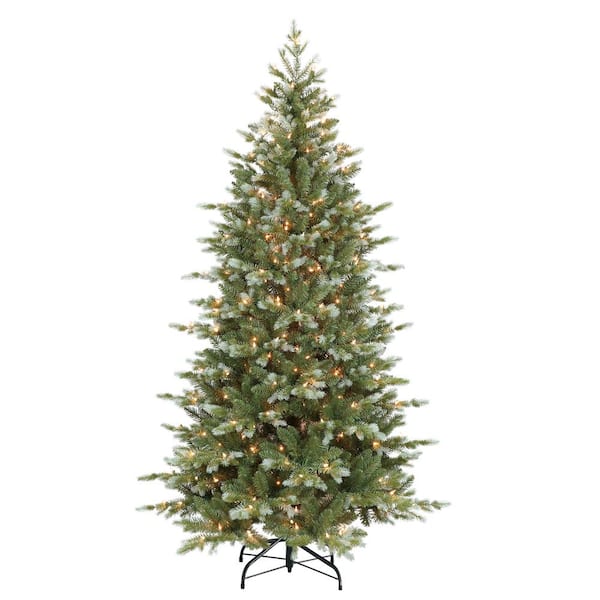 Puleo International Pre-Lit 6.5 ft. Slim Colorado Blue Spruce Artificial Christmas Tree, Blue/Green