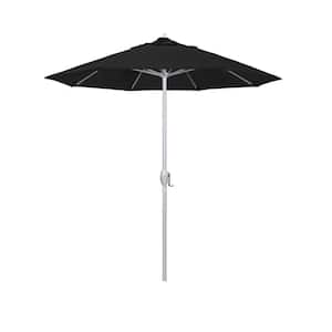 7.5 ft. Matted White Aluminum Market Patio Umbrella Auto Tilt in Black Sunbrella