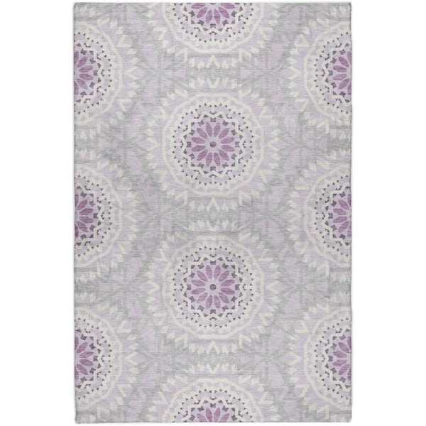 Dream Shag Premium Machine Washable Abstract ADS619 Lilac 10 ft. x 14 ft. Area Rug