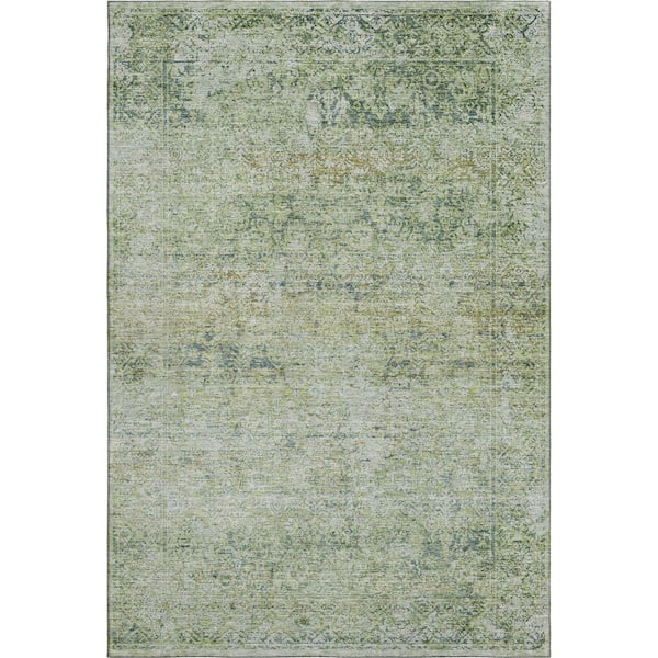Mayfield Premium Machine Washable Abstract AMF2103 Aloe 8 ft. x 10 ft. Area Rug