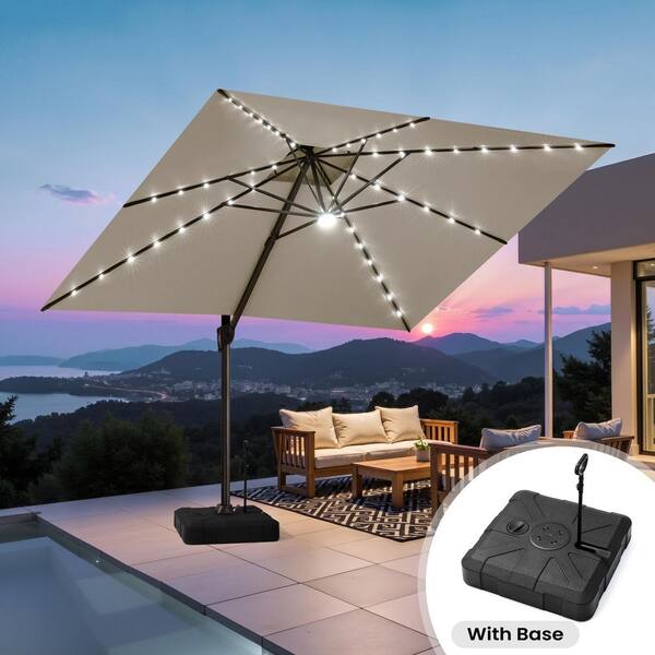 11 ft. solar-powered patio umbrella SKU: OB-OTU011 offering UV protection by day and a cozy glow at night Crestlive Products 11 ft. x