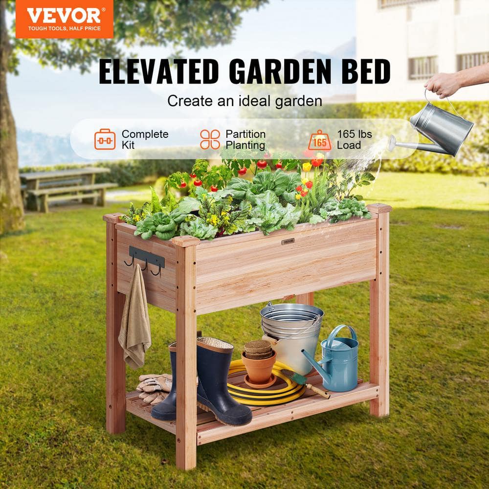 Burlywood Fir Wood Raised Garden Bed Planter 33"x18"x30"