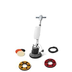 Commercial Corded Carpet and Hard Floor Buffer Cleaner Machine in Grey with Solution Tank, 2-Brushes and 3-Scouring Pads