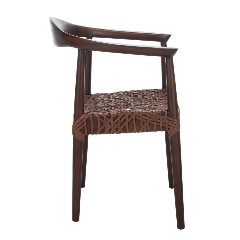 Juneau Mid-Century Walnut Brown Leather Accent Chair