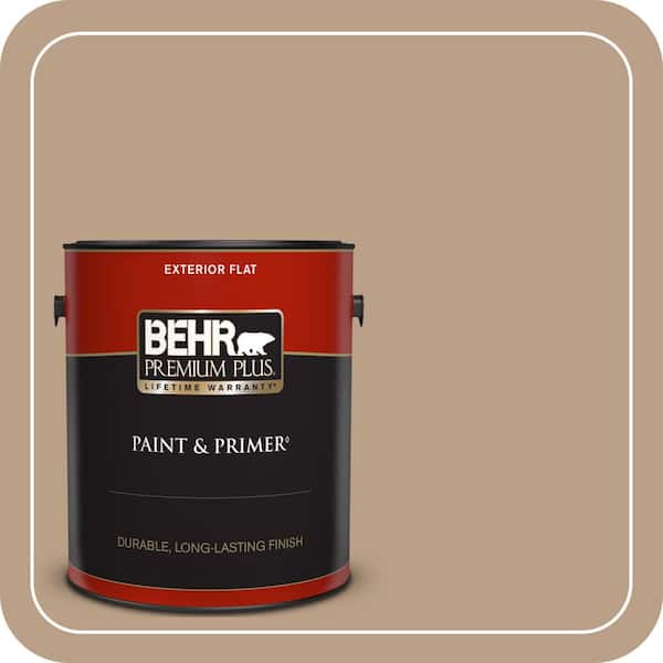 BEHR PREMIUM PLUS 1 gal. #ICC-52 Cup of Cocoa Flat Exterior Paint & Primer