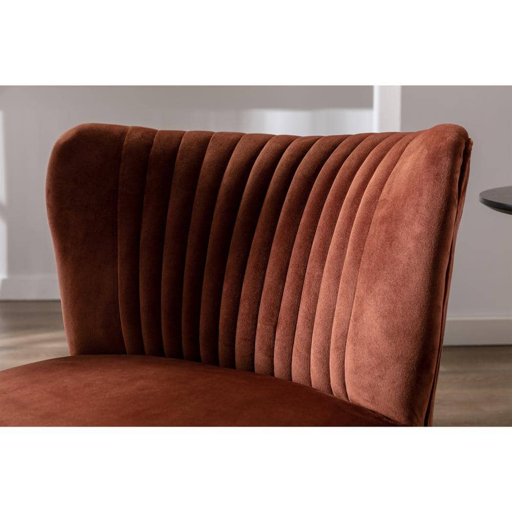Scallop-Back Channel Tufted Velvet Accent Chair in Brown