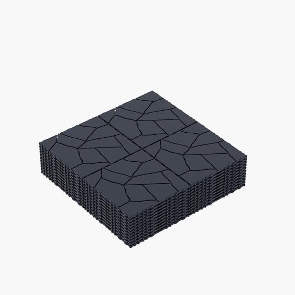 cadeninc 12 in. x 12 in. x 0.75 in. x 44 sq. ft. Dark Gray DIY Module Interlocking Decking Tiles Floor Tile, for Porch (44-Pack)