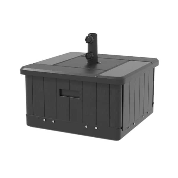 175 lb. Metal Pole and Polyethylene Box Base Patio Umbrella Base with Wheels and Handles in Black