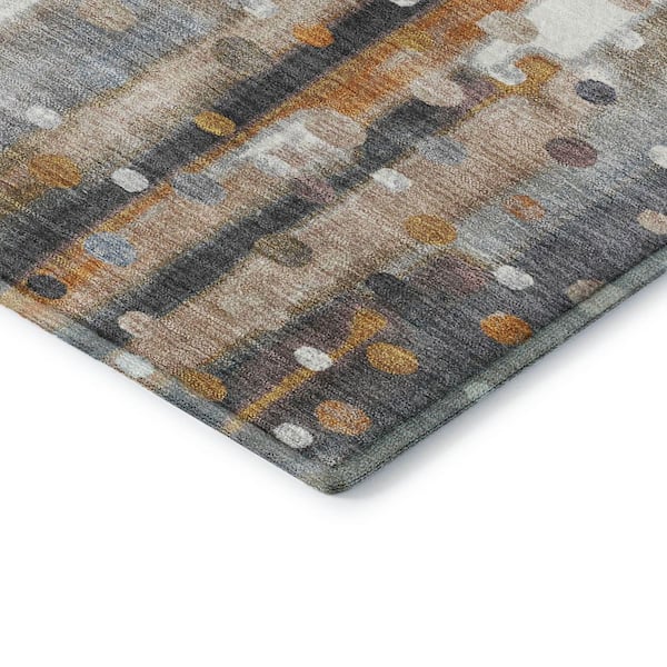 Mayfield Premium Machine Washable Abstract AMF2213 Gray 8 ft. x 8 ft. Round Rug