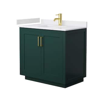 Miranda 36 in. W x 22 in. D x 33.75 in. H Single Bath Vanity in Green with White Cultured Marble Top