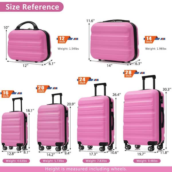 Tatahance 4-Piece Pink ABS Hardside Lightweight Luggage Set with