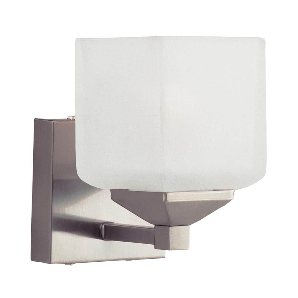 Edwards Pewter 1-Light Wall Sconce with Frosted Glass Shade