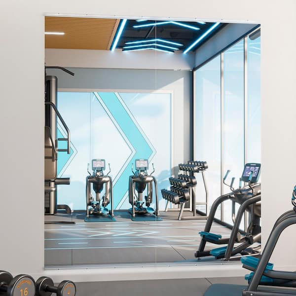 72 in. W x 36 in. H Rectangular Frameless Wall Mirror Gym Mirror Dance Mirror, Set of 2