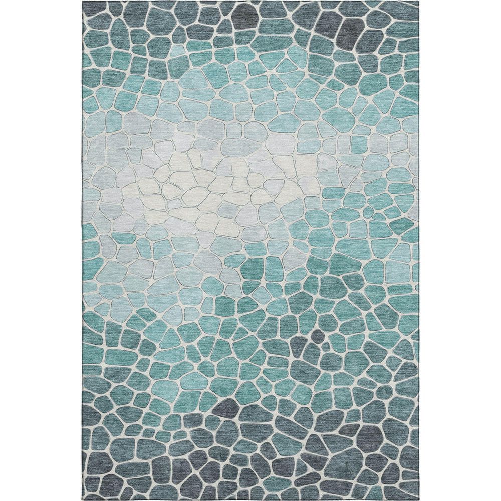 Mayfield Premium Machine Washable Abstract AMF2190 Teal 5 ft. x 7 ft. 6 in. Area Rug price history on PriceWatchPro
