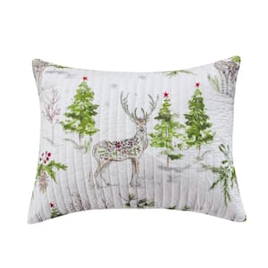 Villa Lugano Sleigh Bells Multicolor Woodland Cotton Front/Microfiber Back Standard Sham