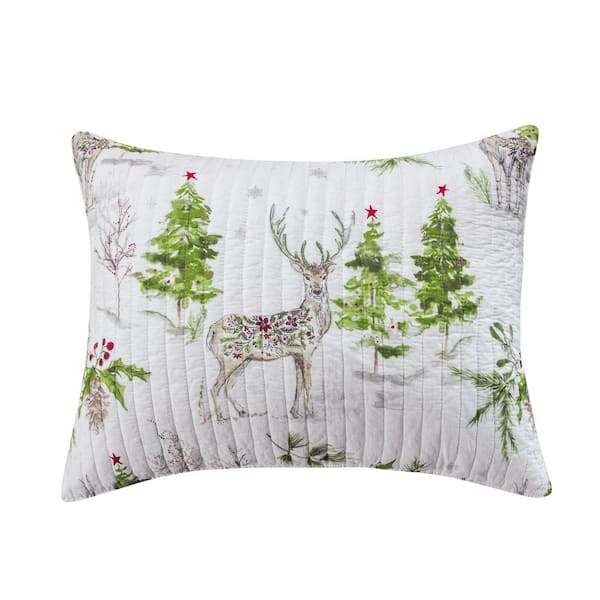 LEVTEX HOME Villa Lugano Sleigh Bells Multicolor Woodland Cotton Front/Microfiber Back Standard Sham