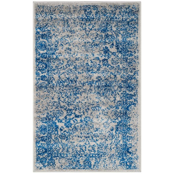 Adirondack Gray/Blue 2 ft. x 3 ft. Border Distressed Area Rug
