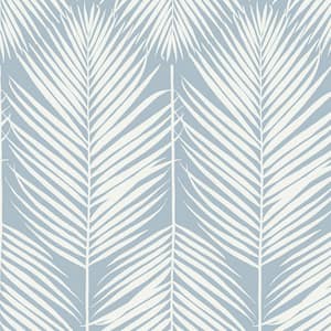 56 sq. ft. Hampton Blue Athena Palm Unpasted Wallpaper Roll