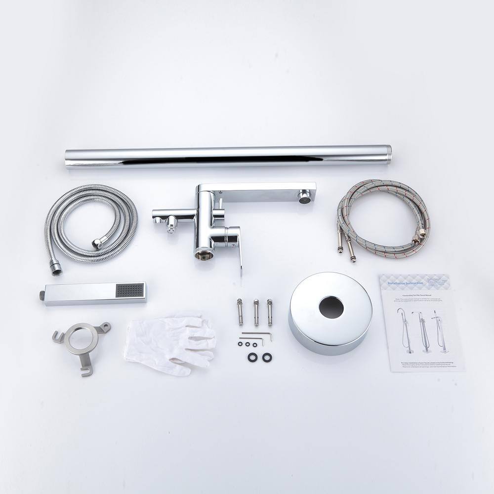 Chrome Freestanding Tub Filler with Lever Handle