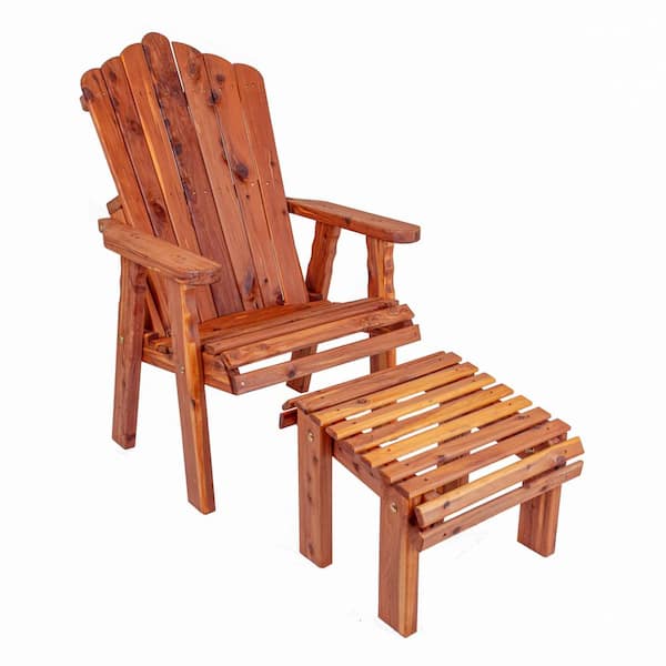 American Furniture Classics Aromatic Red Cedar Series Cedar Solid Wood Adirondack Chair Set of 1 with Matching Ottoman