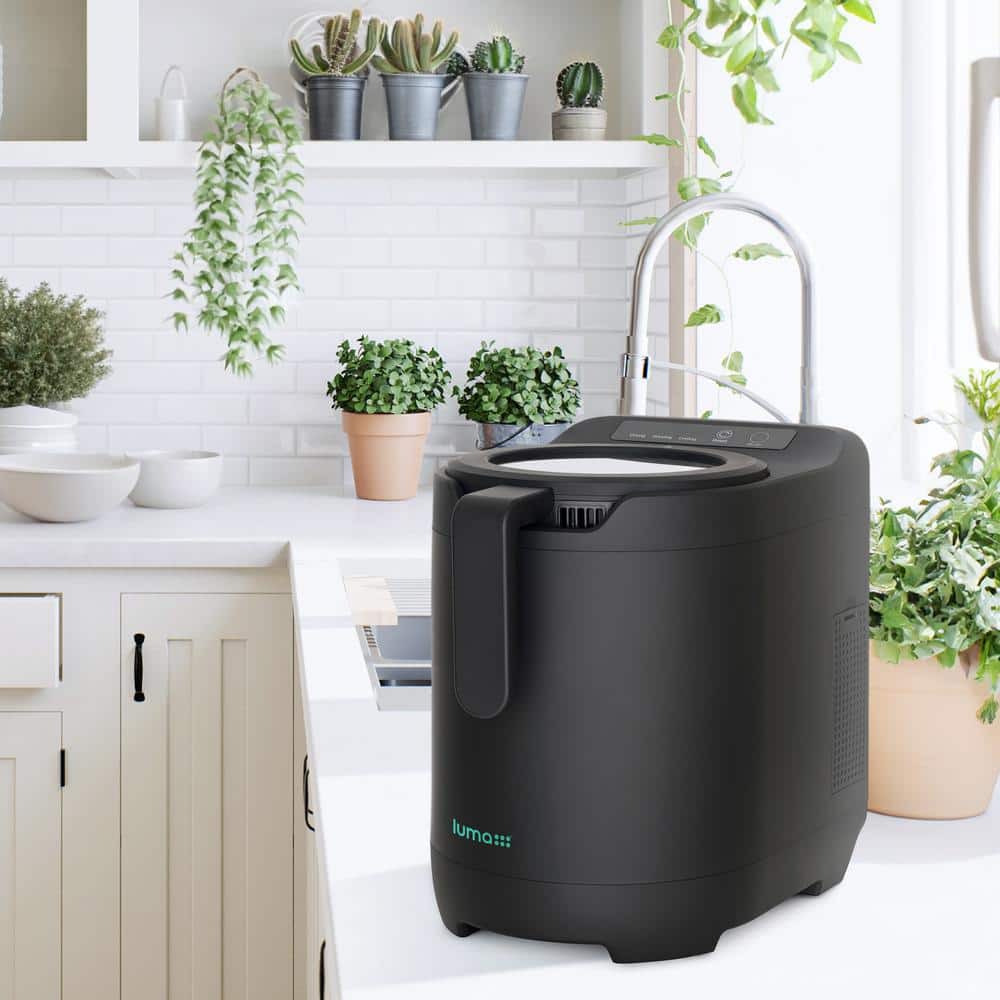Luma Black Electric Kitchen Composter with Clear-View Lid