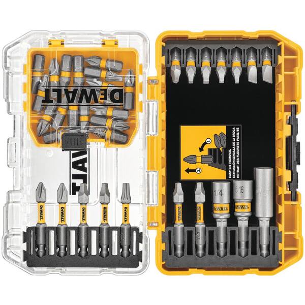 DEWALT - Steel Drill and Driver Bit Set with Right Angle Adapter and Tough System Case (35-Piece)