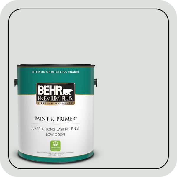 BEHR PREMIUM PLUS 1 gal. #BL-W11 Tinsmith Semi-Gloss Enamel Low Odor Interior Paint & Primer
