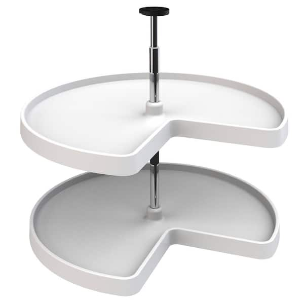 2-Shelf White 28 in. Lazy Susan Kidney Polymer