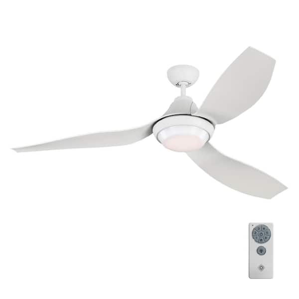 Generation Lighting Avvo 56 in. Indoor/Outdoor Matte White Ceiling Fan with LED Light Kit, DC Motor, ABS Blades and 6-Speed Remote Control