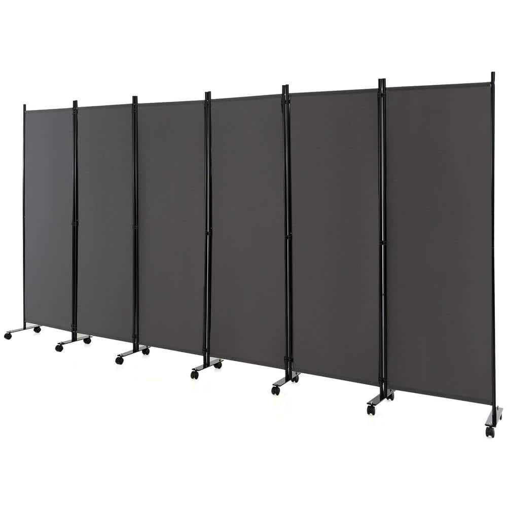 Costway 6 Panel Folding Room Divider 6 ft. Rolling Privacy Screen