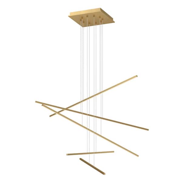 Vega Minor 5 Head 1 Light 115-Watt Brushed Gold Integrated LED Pendant Light